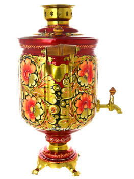 Набор самовар электрический 10 литров с художественной росписью "Кудрина" с автоматическим отключением при закипании, арт. 131042к