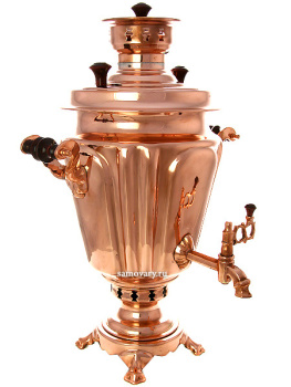 Угольный самовар 7 литров "конус" граненый с медным покрытием, арт. 220024