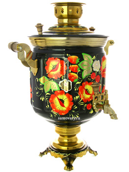 Электрический самовар 10 литров с художественной росписью "Маки", арт. 121004