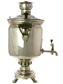 Угольный самовар 7 литров "цилиндр" никелированный произведен в середине XX века  в Туле, арт. 421374