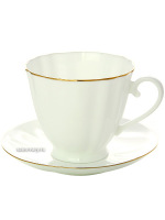 Чашка с блюдцем чайная форма "Гвоздика", рисунок "Золотой кантик", Императорский фарфоровый завод