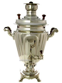 Угольный самовар 7 литров "конус" никелированный граненый, арт. 250529