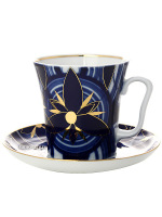 Бокал с блюдцем форма "Ленинградский", рисунок "Вертолет", Императорский фарфоровый завод