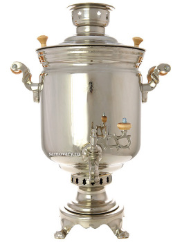 Электрический самовар 10 литров никелированный "цилиндр" гладкий, арт. 131363