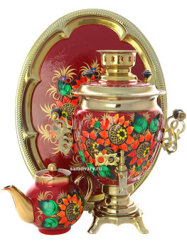 Набор самовар электрический 3 литра с художественной росписью "Подсолнухи", арт. 155940