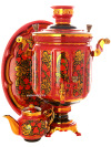 Набор самовар электрический 10 литров с художественной росписью "Хохлома рыжая", арт. 110240