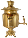 Самовар антикварный угольный 5 литров латунный "цилиндр с гранями" фабрика Б.Г.Тейле с сыновьями, арт. 460557