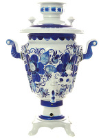 Электрический самовар 3 литра с художественной росписью "Гжель нежная" с автоматическим отключением при закипании, арт. 155667к