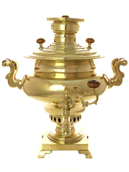 Угольный латунный самовар 6 литров репа  арт.471518