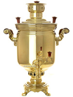 Комбинированный самовар 5 литров желтый "цилиндр", арт. 310537