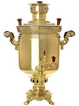 Комбинированный самовар 5 литров желтый "цилиндр", арт. 310537