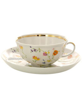 Чайный сервиз "Тюльпан" рисунок "Полевые цветы" 6/14 Дулевский фарфор