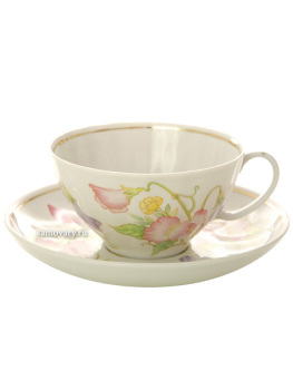 Дулевский чайный сервиз форма "Белый Лебедь" рисунок "Душистый горошек" 6/15