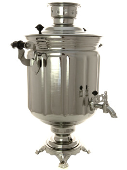 Электрический самовар 10 литров с никелированным покрытием "цилиндр" с автоматическим отключением при закипании, арт. 121040к