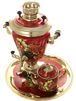 Электрический самовар в наборе 3 литра с художественной росписью "Кудрина" с автоматическим отключением при закипании, арт. 157871к