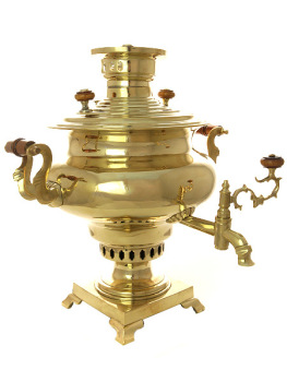 Угольный латунный самовар 6 литров репа  арт.471518