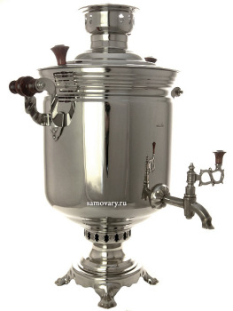 Комбинированный самовар 7 литров никелированный "цилиндр", арт. 331012