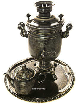 Электрический самовар в наборе 3 литра с художественной росписью "Золотые нити" с автоматическим отключением при закипании, арт. 130471к