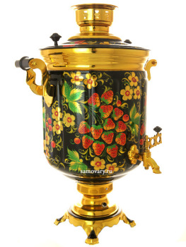 Электрический самовар 10 литров с художественной росписью "Под хохлому" с автоматическим отключением при закипании, арт. 131043к