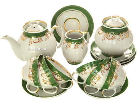 Чайный сервиз форма "Белый Лебедь" рисунок "Кружево" 6/15, Дулевский фарфор