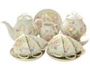 Дулевский чайный сервиз форма "Белый Лебедь" рисунок "Душистый горошек" 6/15