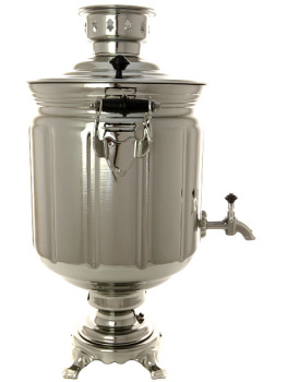 Электрический самовар 10 литров с никелированным покрытием "цилиндр" с автоматическим отключением при закипании, арт. 121040к