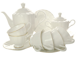 Сервиз чайный форма "Нега", рисунок "Золотая лента" 6/14, Императорский фарфоровый завод