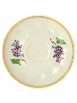 Фарфоровая чашка с блюдцем форма "Тюльпан" рисунок "Сирень" Дулевский фарфор