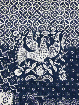 Полотенце "Артель" темно-синее с кружевом, 45х75    