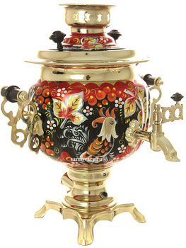 Электрический самовар в наборе 3 литра с художественной росписью "Птица в рябине" с автоматическим отключением при закипании, арт. 130467к