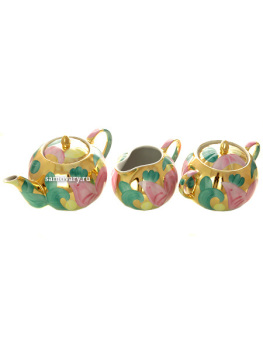 Дулевский чайный сервиз форма "Тюльпан" рисунок "Розовая птица" 6/15