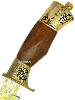 Златоустовский сувенирный нож "Урал" в кожаных ножнах и в подарочном футляре