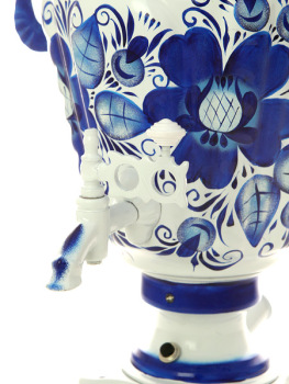 Набор самовар электрический 3 литра с художественной росписью "Гжель нежная" с автоматическим отключением при закипании, арт. 157848к