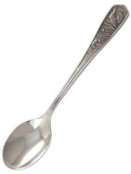 Набор для чая с подстаканником "Кольчугинские зори Глухарь в кольце" посеребренный Кольчугино