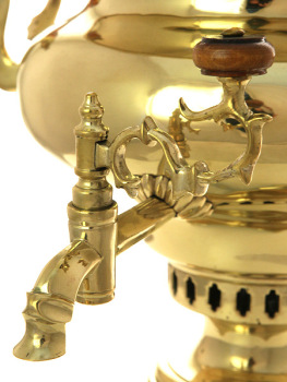 Угольный латунный самовар 6 литров репа  арт.471518