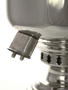 Комбинированный самовар 5 литров никелированный "цилиндр", арт. 331011