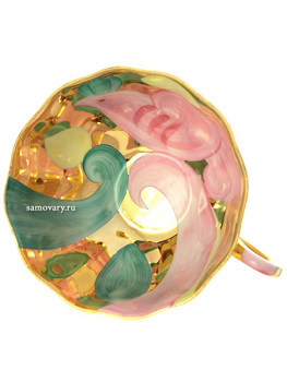 Дулевский чайный сервиз форма "Тюльпан" рисунок "Розовая птица" 6/15