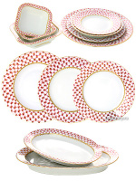 Столовый сервиз на 6 персон форма "Молодежная", рисунок "Сетка-Блюз 2"  6/24, Императорский фарфоровый завод