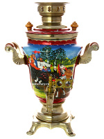 Электрический самовар 1,5 литра с художественной росписью "Тройка летняя", арт. 103543