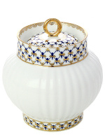 Фарфоровая сахарница форма "Волна", рисунок "Кобальтовая сетка", Императорский фарфоровый завод