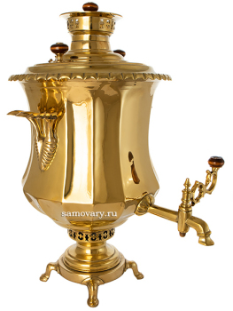 Самовар антикварный на дровах 8 литров латунный форма "кратер" фабрика Тейле, арт. 460561