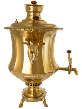 Самовар антикварный на дровах 8 литров латунный форма "кратер" фабрика Тейле, арт. 460561
