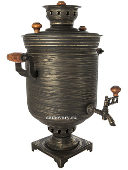 Угольный самовар 5 литров "цилиндр" с росписью "Золотые нити", арт. 220517
