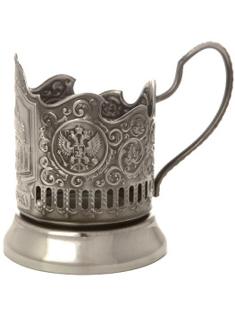 Никелированный подстаканник для чая "Храм Христа Спасителя" Кольчугино