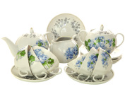 Дулевский чайный сервиз форма "Тюльпан" рисунок "Голубая герань" 6/15