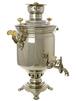 Жаровой самовар на дровах 2,5 литра никелированный "цилиндр", арт. 210543