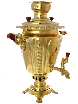 Угольный самовар на дровах 5 литров желтый "конус" рифленый, Тула арт. 220749