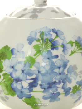 Дулевский чайный сервиз форма "Тюльпан" рисунок "Голубая герань" 6/15