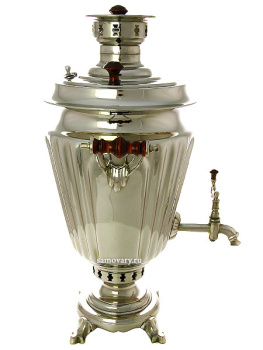 Угольный самовар 5 литров "конус" никелированный граненый, арт. 230807