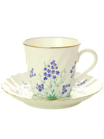 Кофейная чашка с блюдцем форма "Витая", рисунок "У ручья", Императорский фарфоровый завод